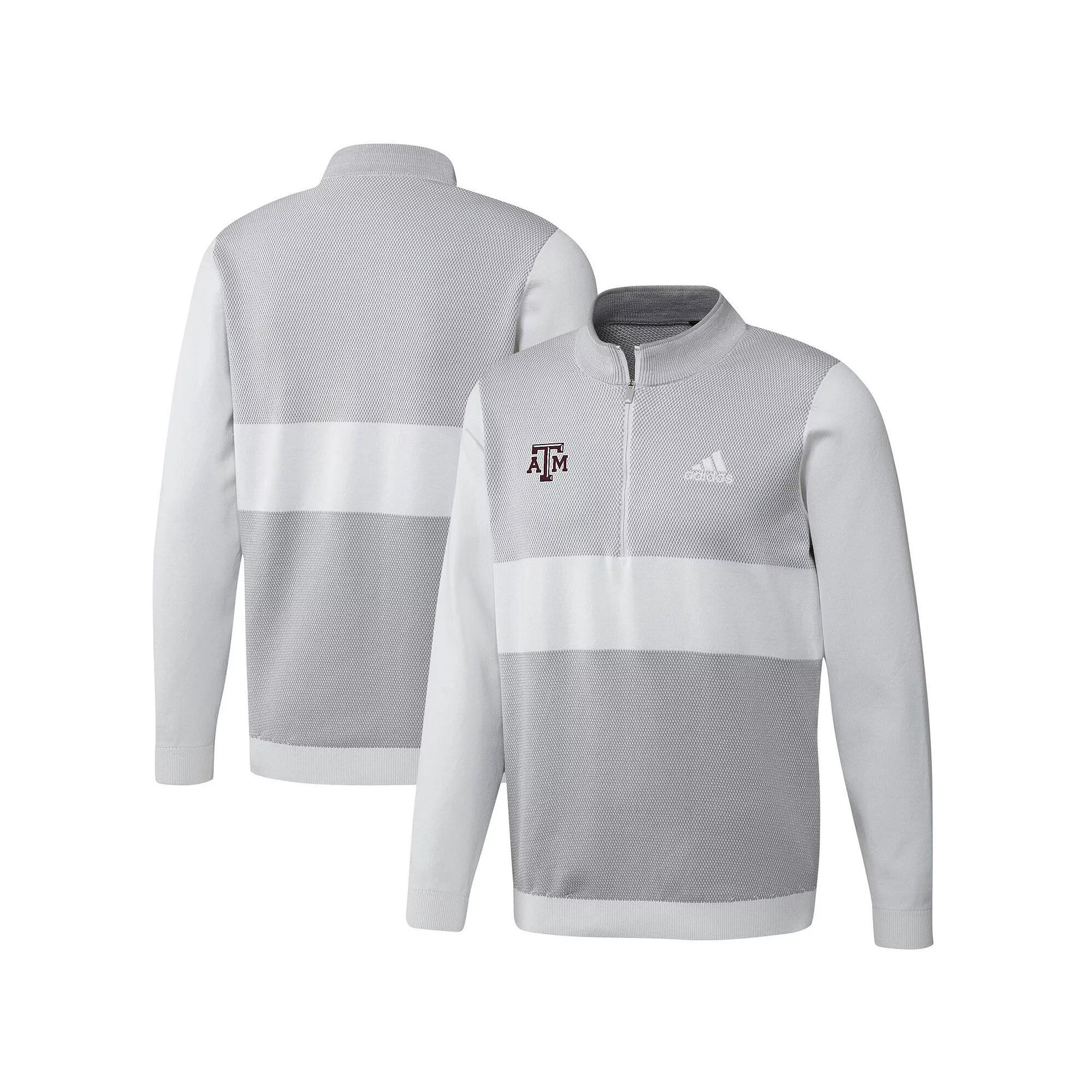 Mens adidas Gray Texas A&M Aggies Knit Quarter-Zip Jacket Product Image