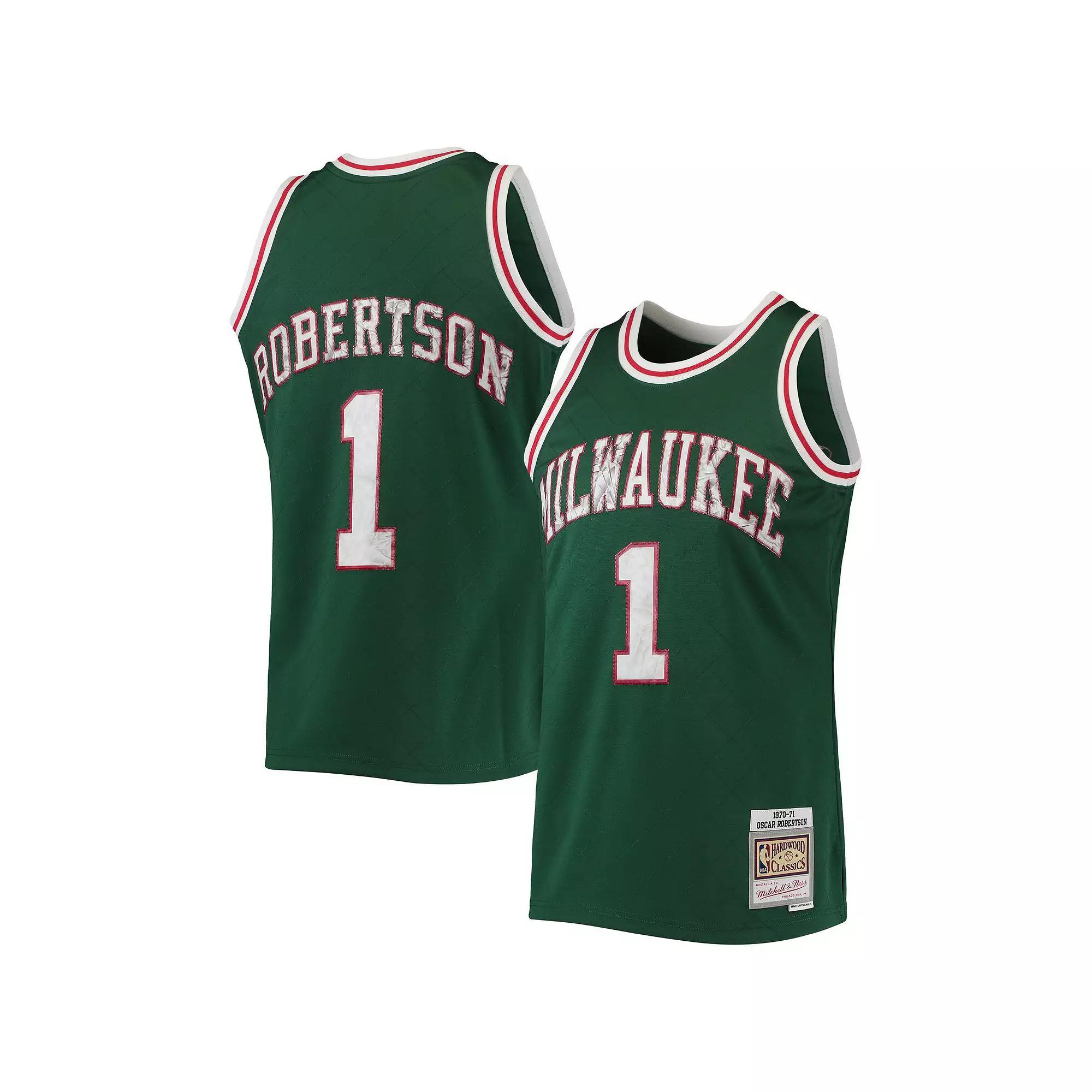Men's Mitchell & Ness Oscar Robertson Green Milwaukee Bucks 1970-71 Hardwood Classics 75th Anniversary Diamond Swingman Jersey, Size: Large Product Image