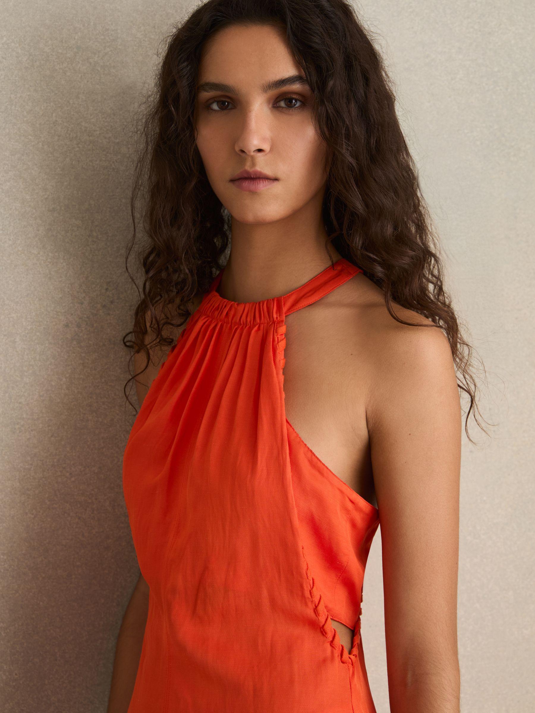 Petite Linen Belted Wide-Leg Trousers in White Product Image