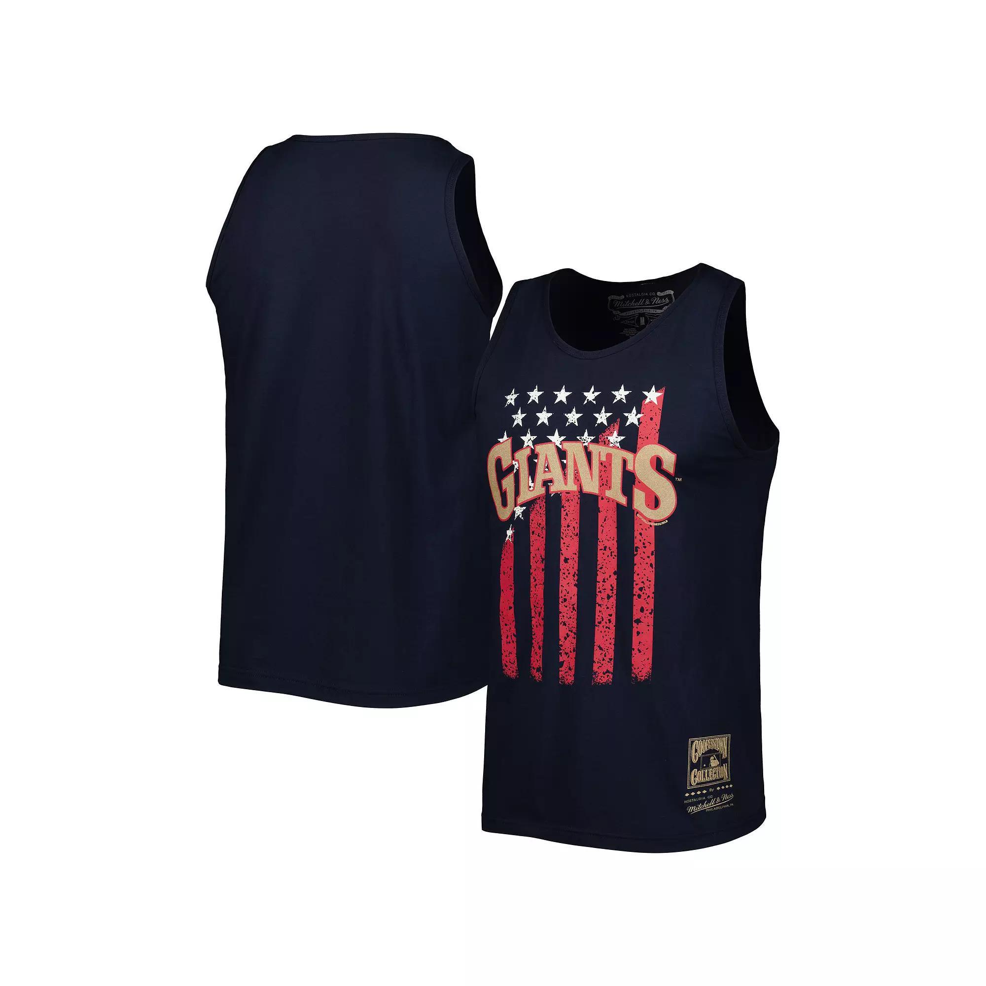 Men's Mitchell & Ness Navy San Francisco Giants Cooperstown Collection Stars and Stripes Tank Top, Size: Medium, Blue Product Image