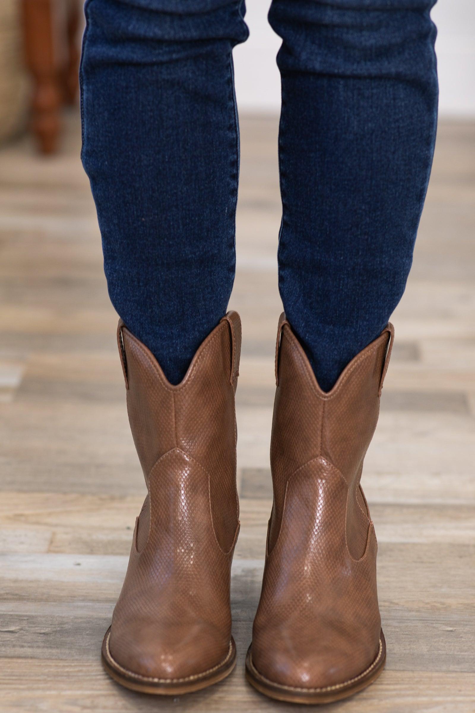 Taupe Point Toe Short Western Booties Product Image