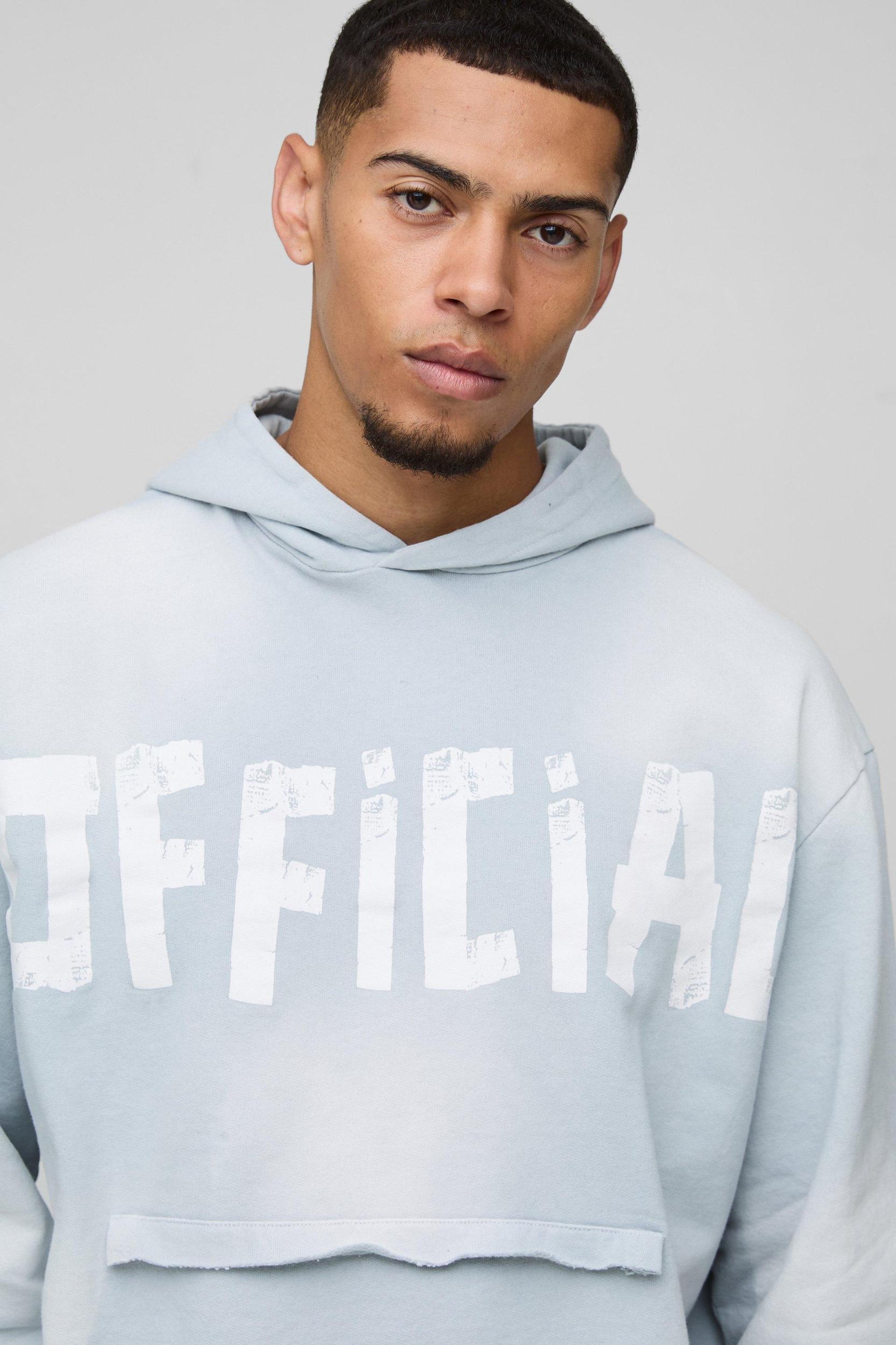 Oversized Boxy Official Distressed Pocket Hoodie | boohooMAN USA Product Image