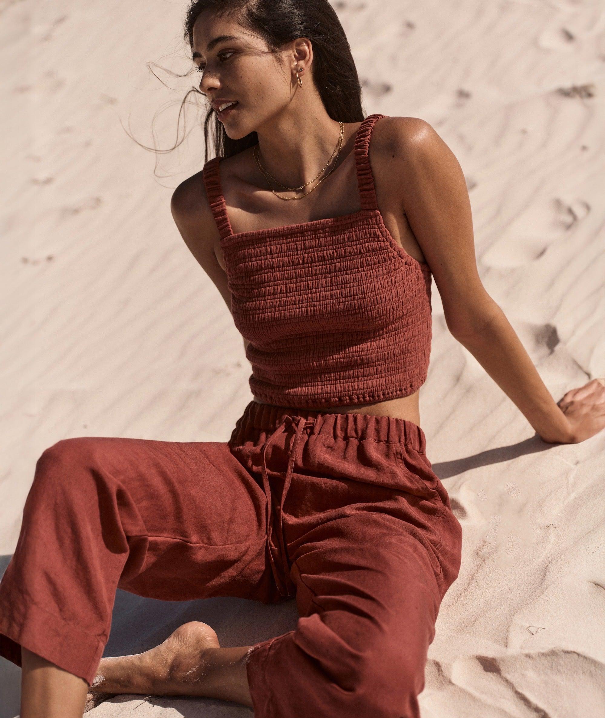 Linen Drawstring Straight Leg Pant Product Image