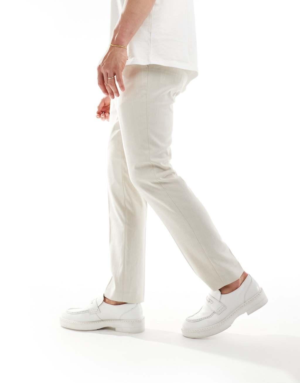 French Connection suit pants in beige and white stripe Product Image