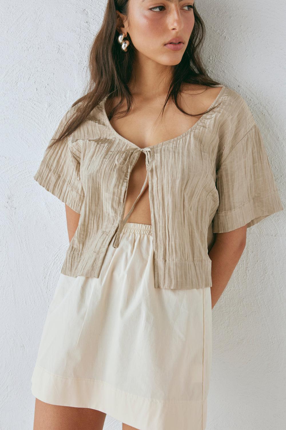 The Sea & I Smock Top Taupe Product Image