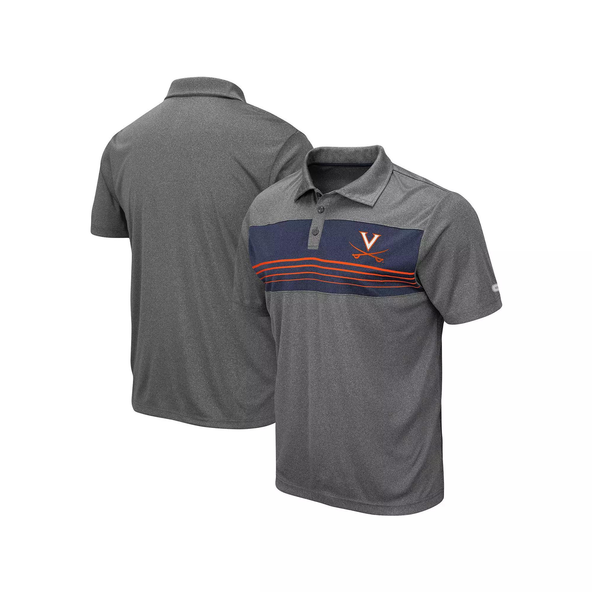 Men's Colosseum Heathered Charcoal Virginia Cavaliers Wordmark Smithers Polo,  Product Image