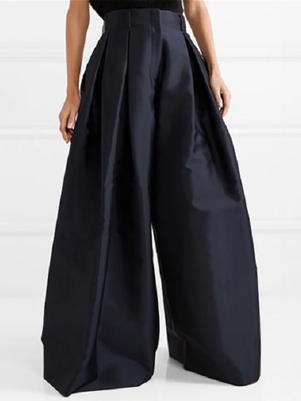 Stylish Loose High Waisted Solid Color Wide Leg Pants Product Image