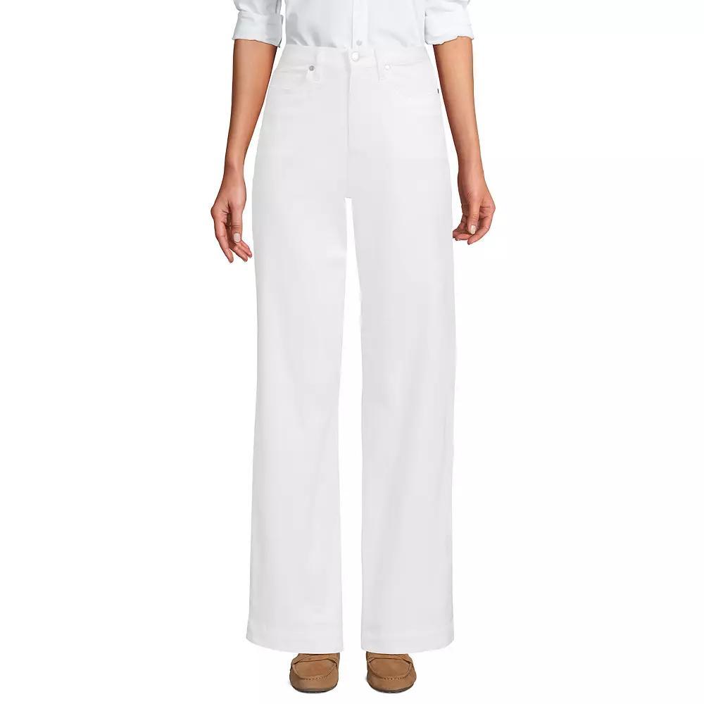 Women's Lands End High-Rise Wide Leg Chino Pants, Size: 14, White Product Image