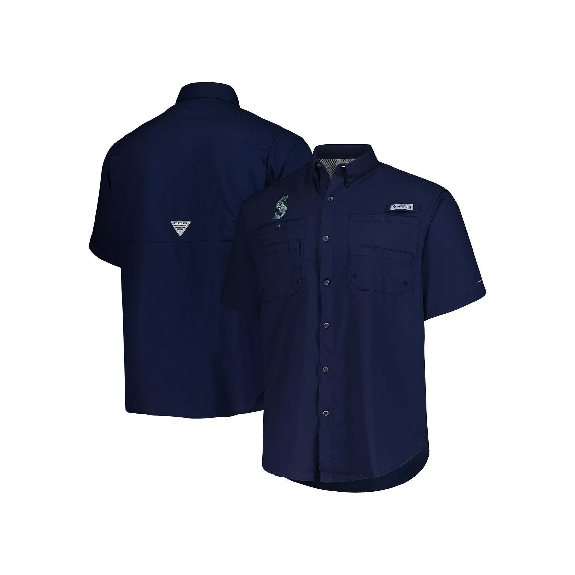 Men's Columbia Navy Seattle Mariners Tamiami Omni-Shade Button-Down Shirt,  Product Image