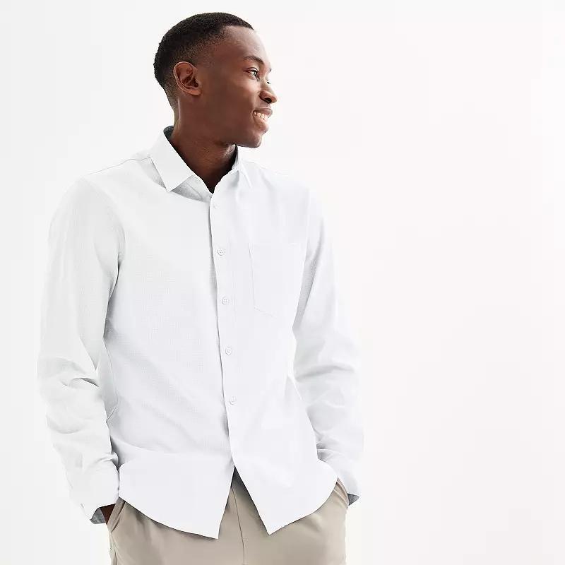 Men's FLX Slim Performance Untucked-Fit Button Down Long Sleeve Shirt, Size: Large SLIM, Sage Green Product Image