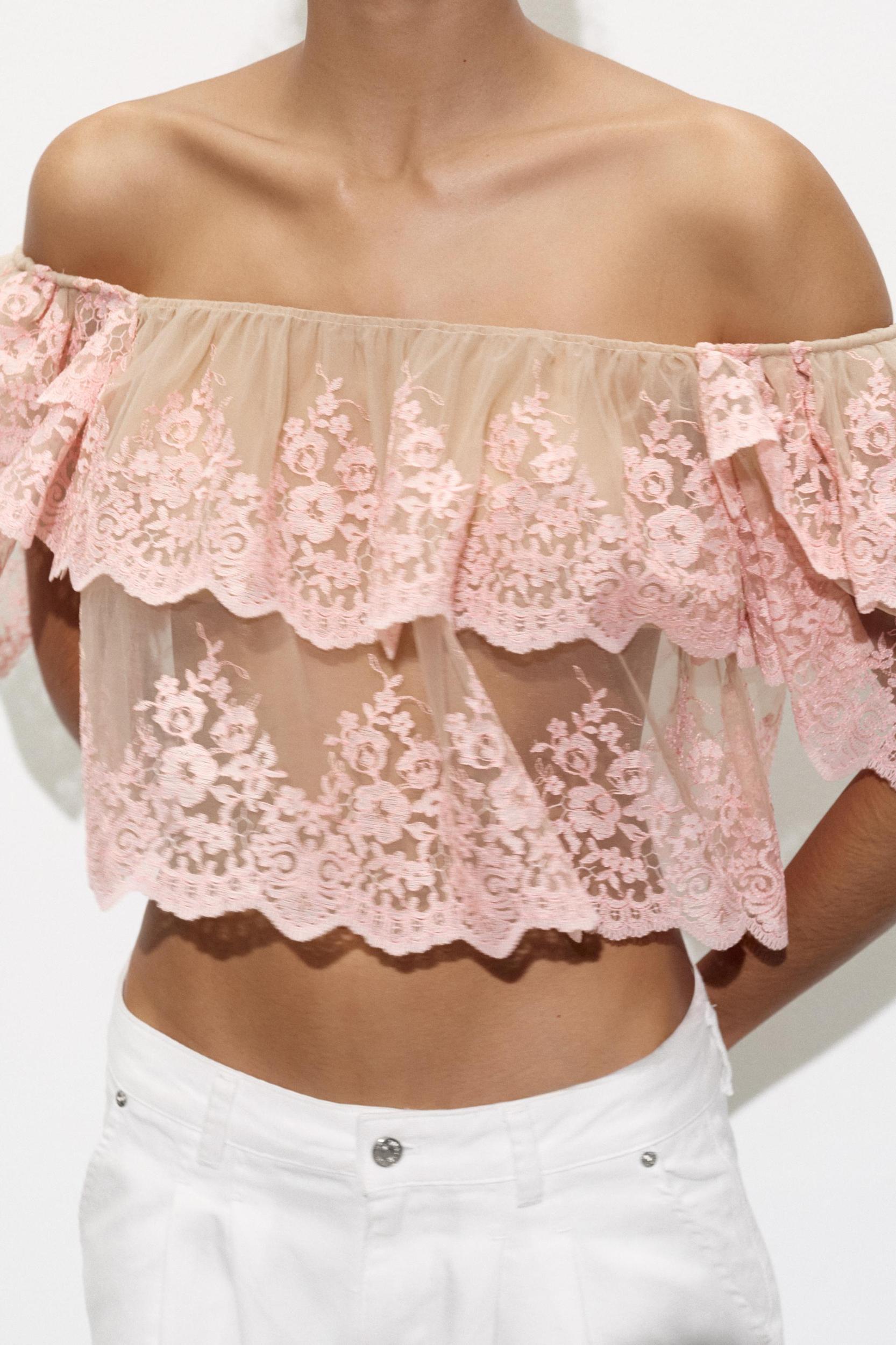 EMBROIDERED RUFFLED TOP Product Image