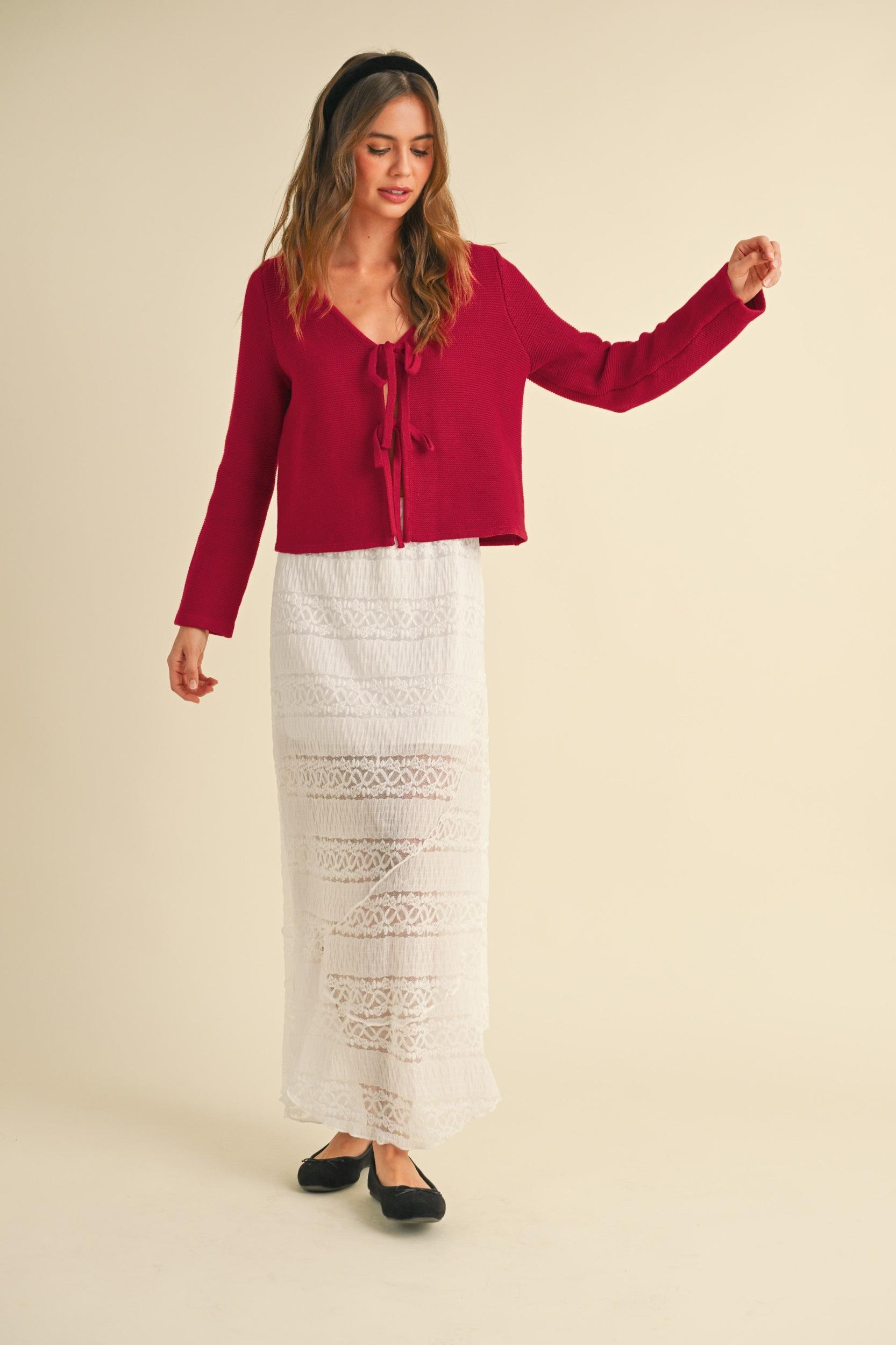 Tie Front Knit Cardigan Product Image