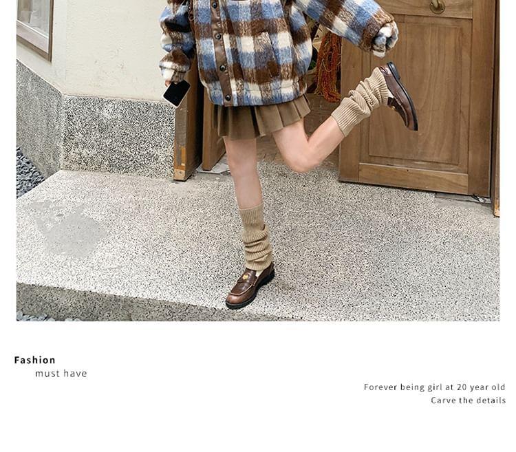 Collared Plaid Button-Up Jacket Product Image