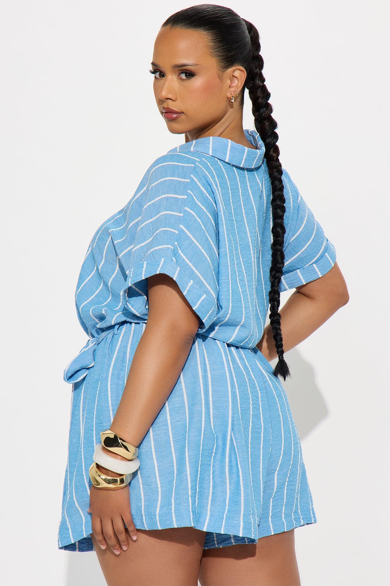 Out Of Line Romper - Blue/combo Product Image