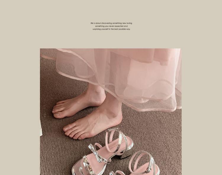 Block Heel Plain Bow Sandals Product Image