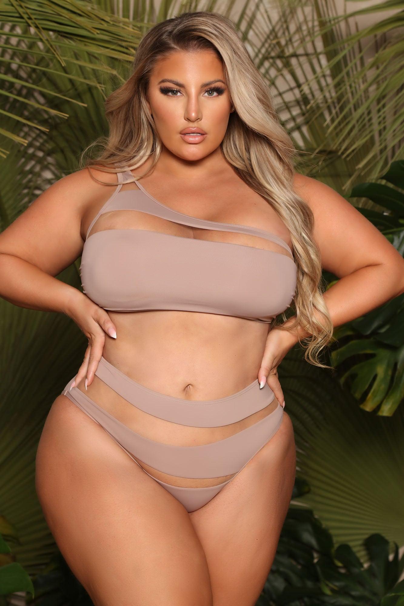 Island Hideout Cutout Mesh 2 Piece Bikini - Nude Product Image