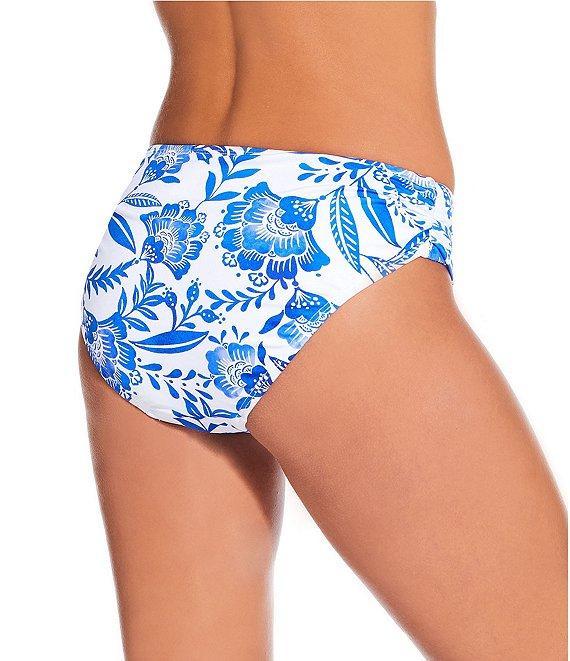 Gibson & Latimer Porcelain Side Shirred Mid Rise Swim Bottom Product Image