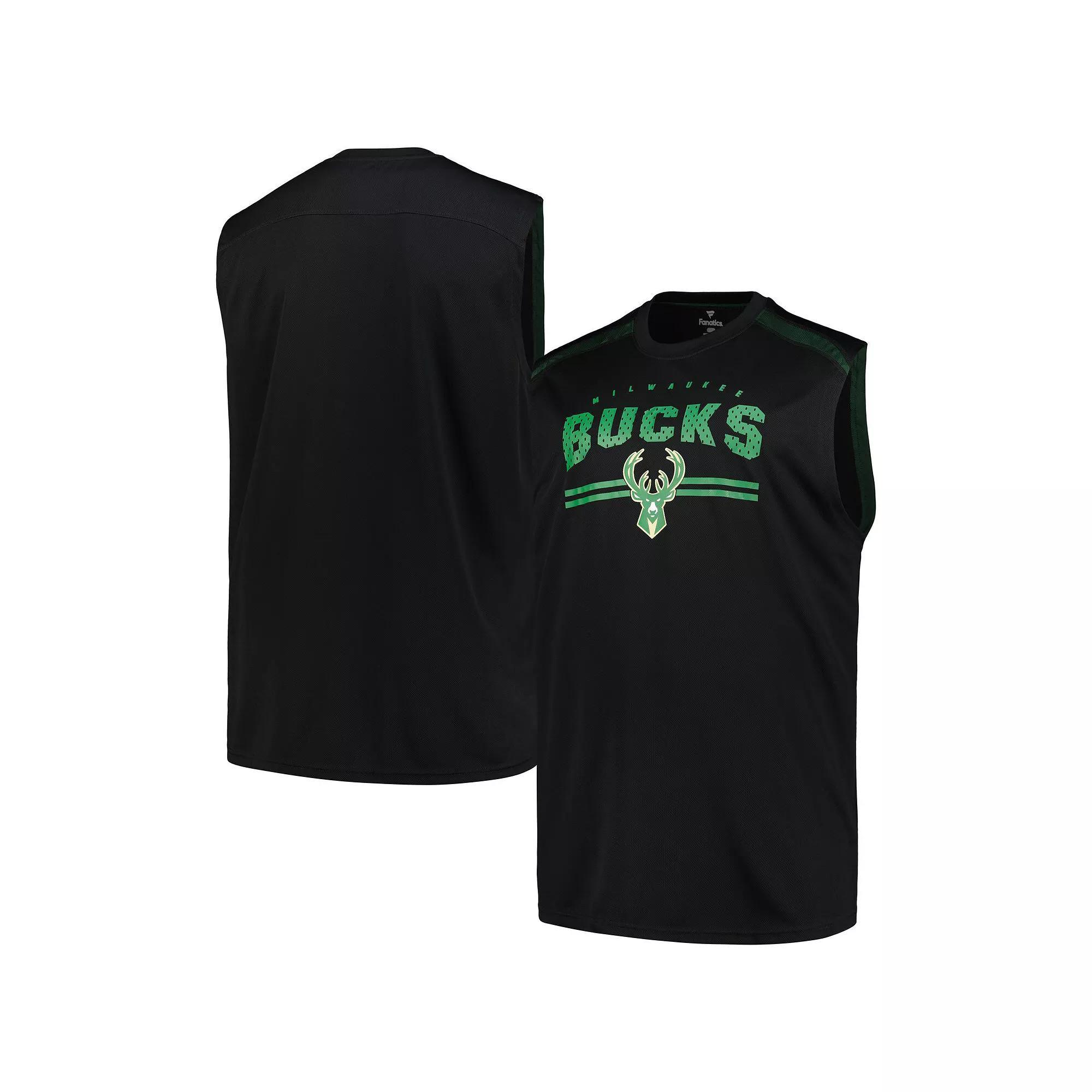 Men's Fanatics Black Milwaukee Bucks Big & Tall Birdseye Muscle Tank Top,  Product Image