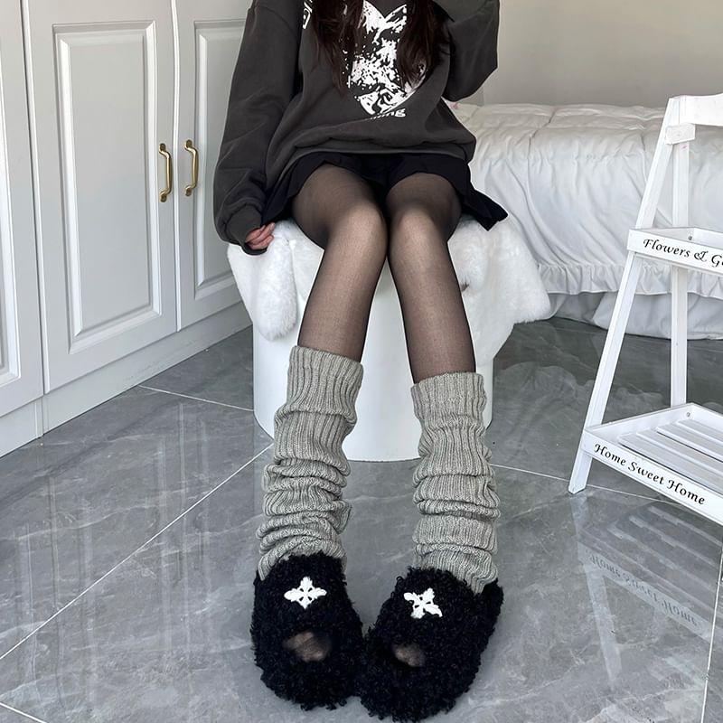 Plain Ribbed Knit Leg Warmers Product Image