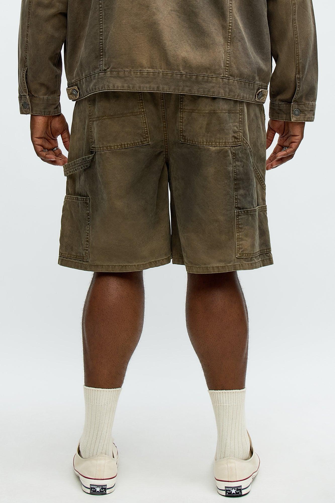 Worn Wild Distressed Relaxed Shorts - Brown Male Product Image