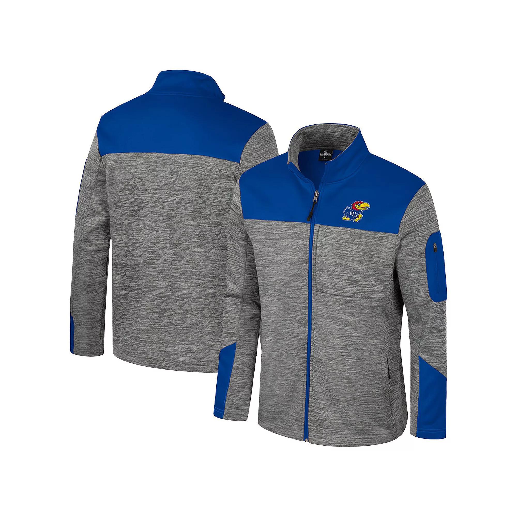 Men's Colosseum  Gray/Royal Kansas Jayhawks Guard Full-Zip Jacket, Size: Large, Grey Product Image