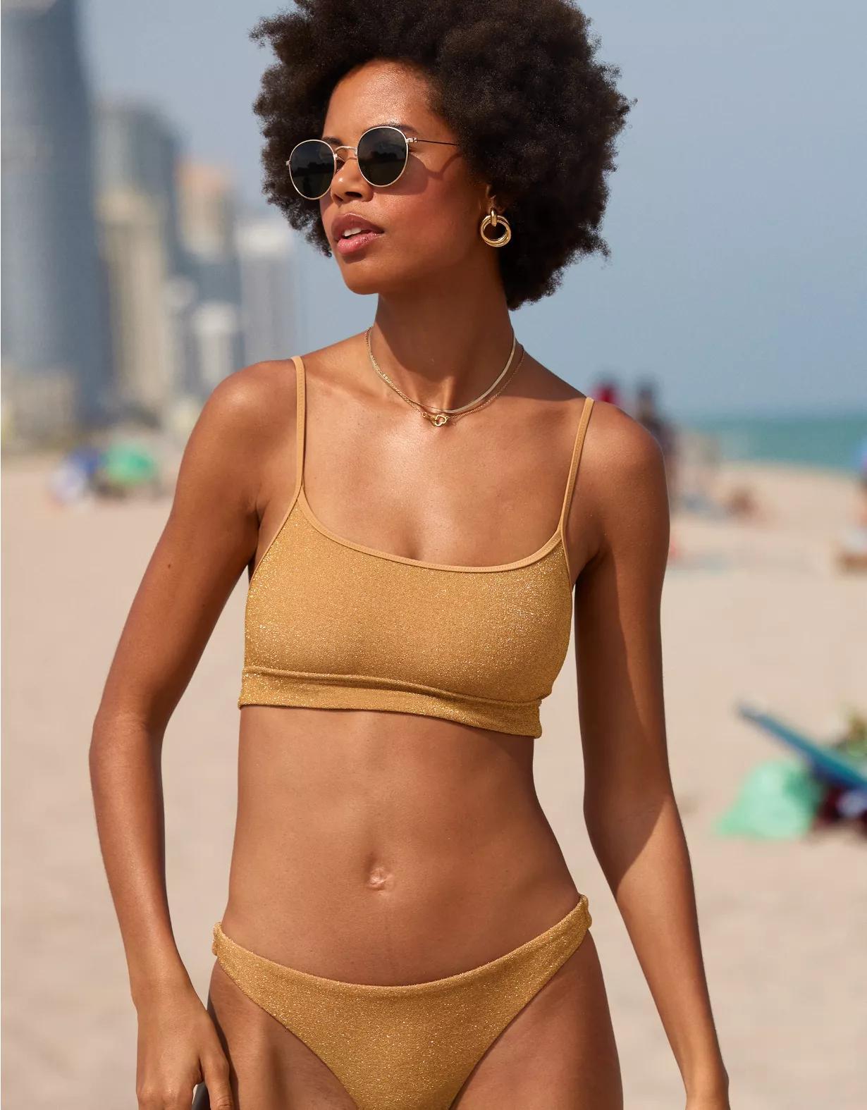 Aerie Sparkle Straight Scoop Bikini Top Product Image