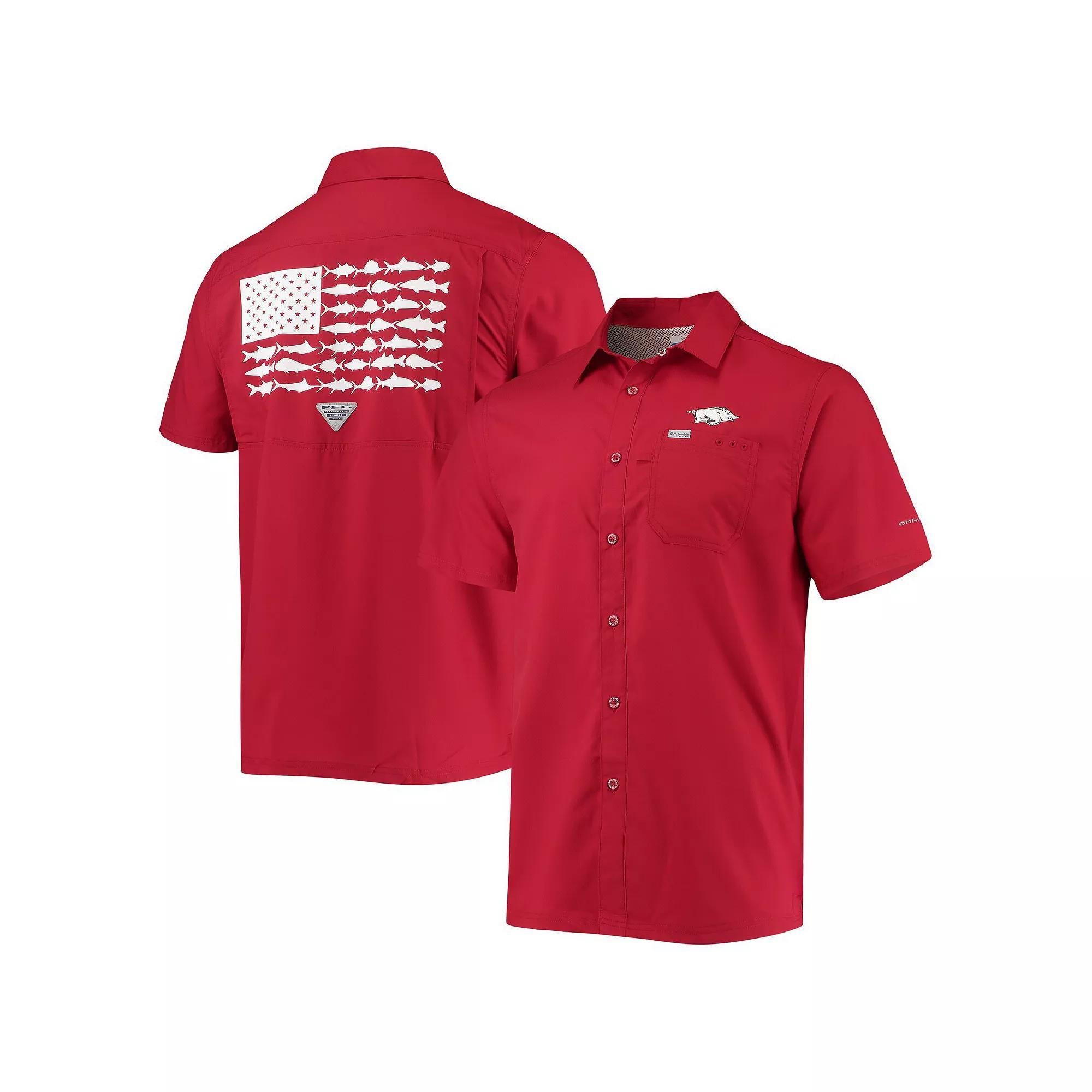 Columbia Men's Collegiate PFG Slack Tide Camp Shirt - Arkansas- Product Image