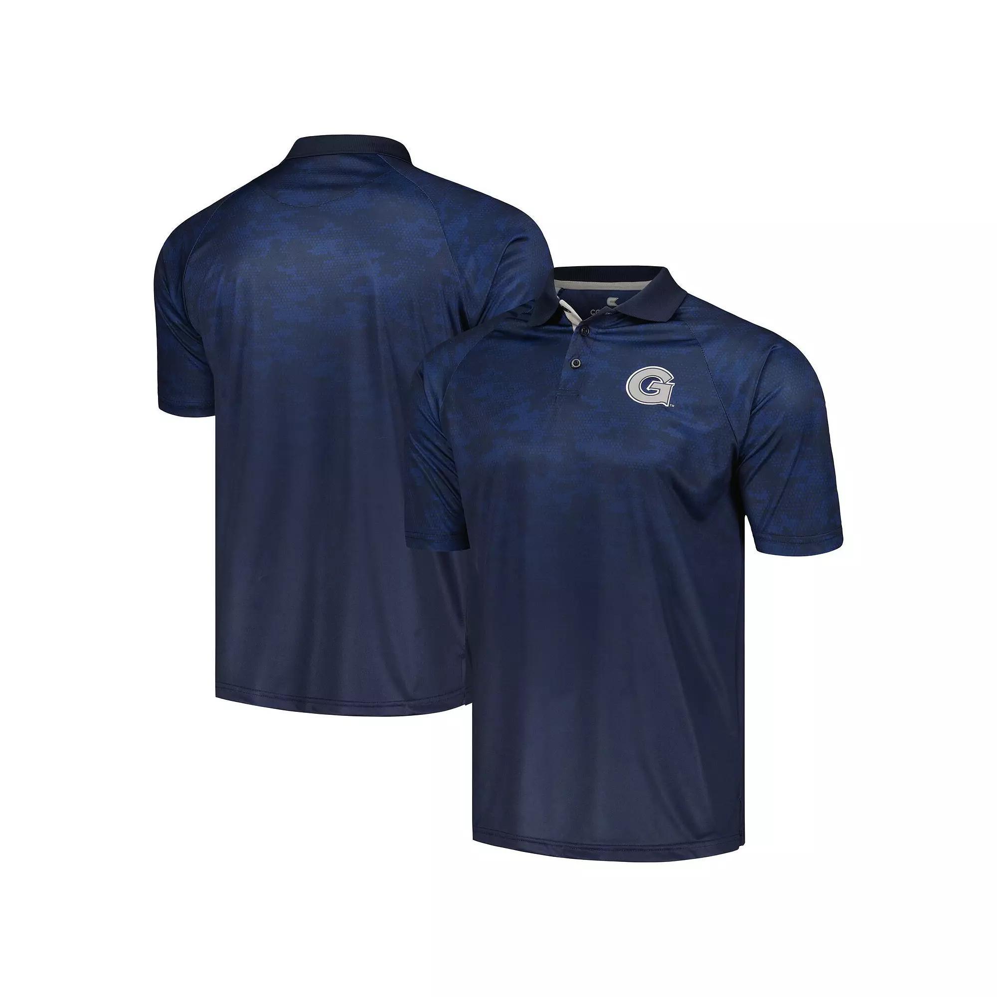 Men's Colosseum Navy Georgetown Hoyas Honeycomb Raglan Polo,  Product Image