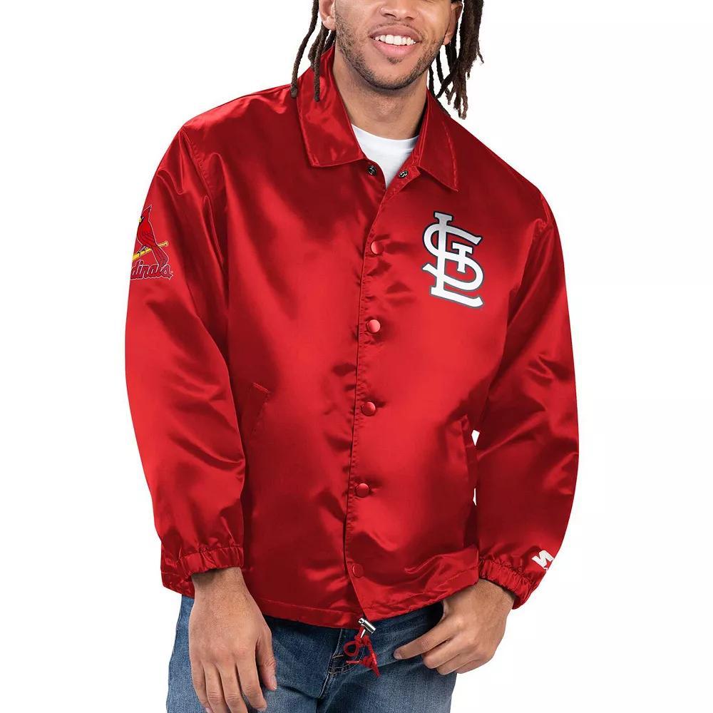 Men's Starter Red St. Louis Cardinals Option Route Satin Full-Snap Jacket, Size: 3XL Product Image