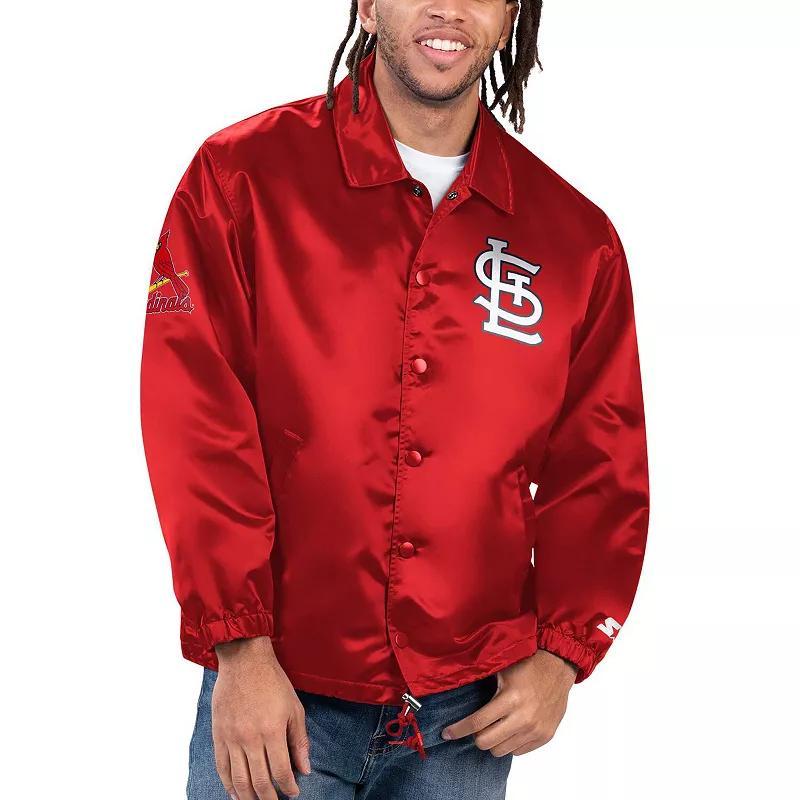 Men's Starter Red St. Louis Cardinals Option Route Satin Full-Snap Jacket, Size: 3XL Product Image