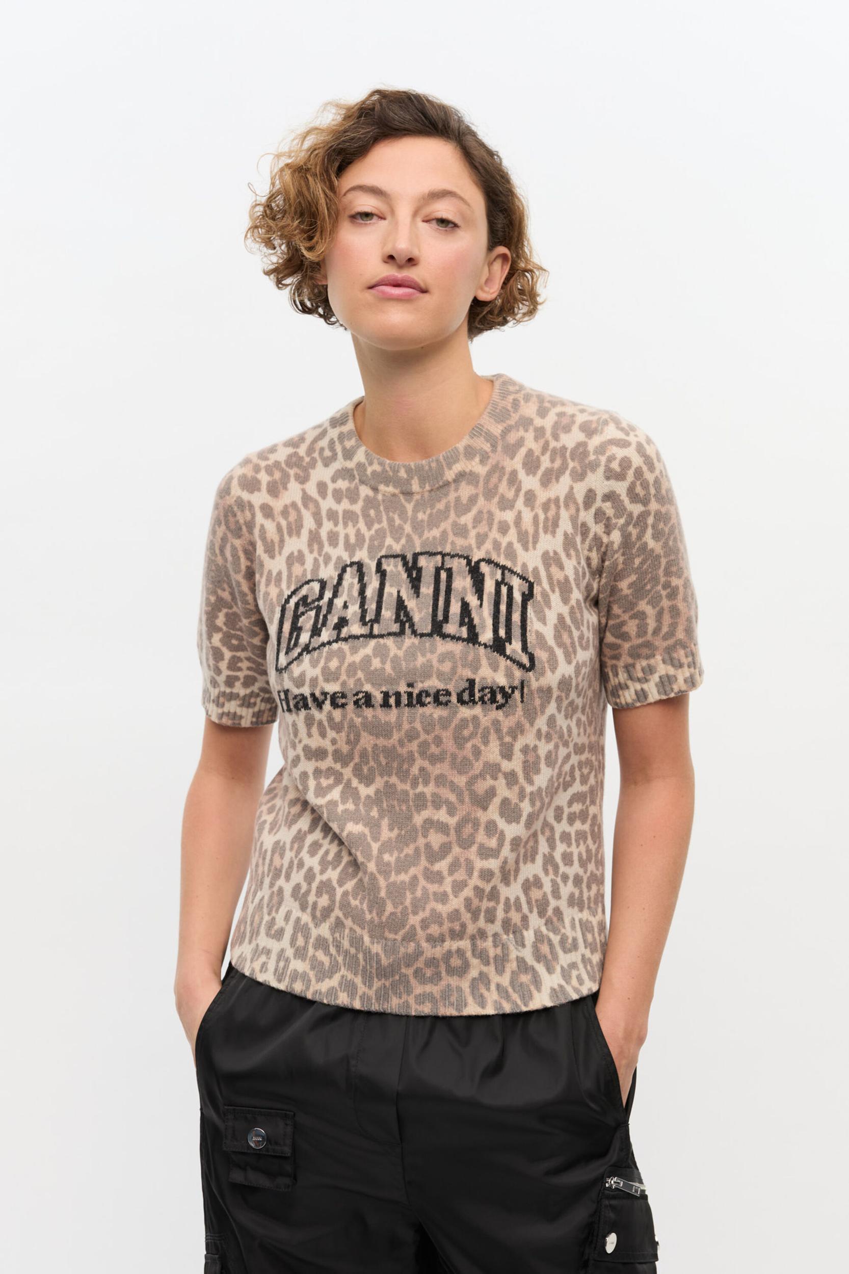 Leopard Wool Mix T-shirt Product Image