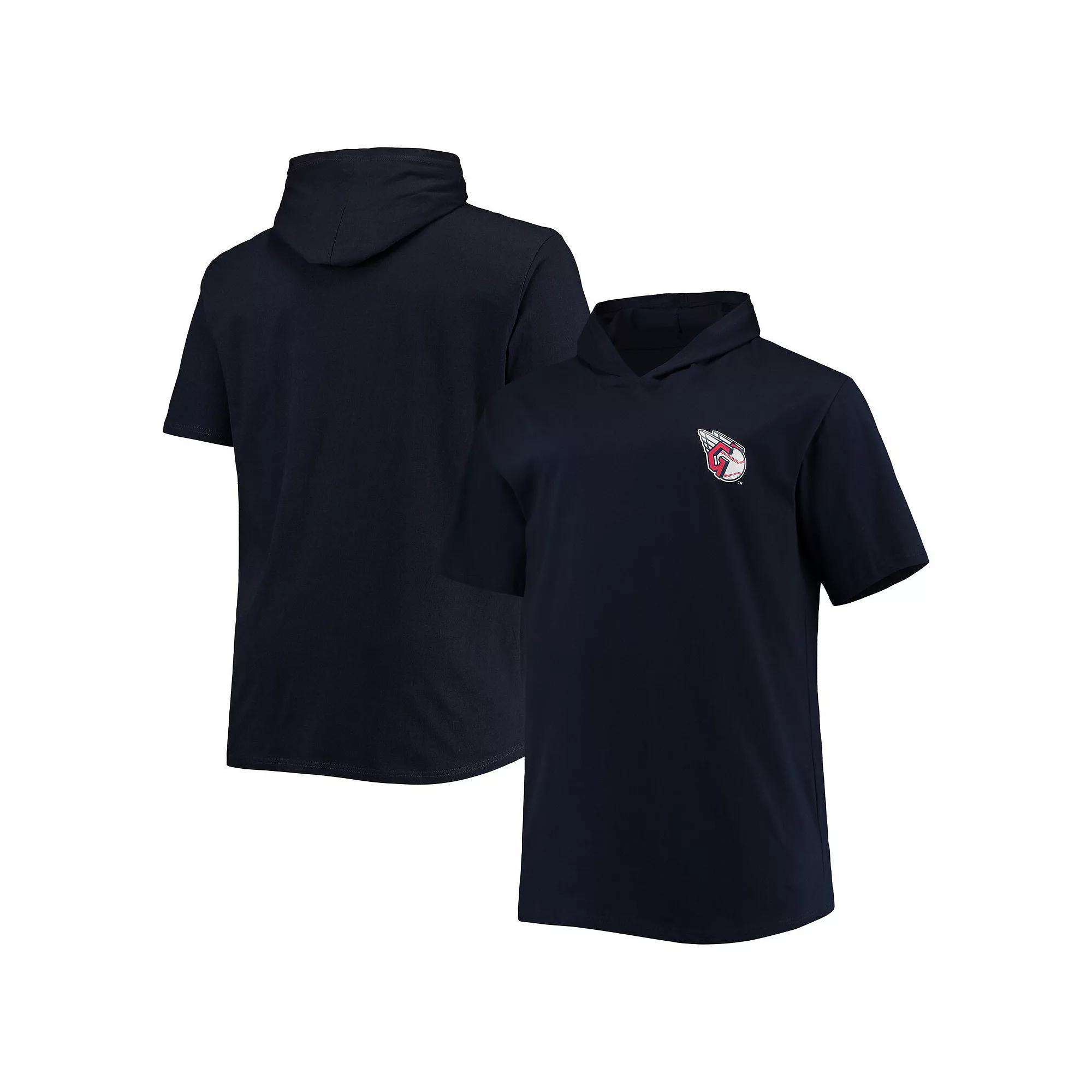 Men's Navy Cleveland Guardians Big & Tall Jersey Short Sleeve Pullover Hoodie T-Shirt,  Product Image