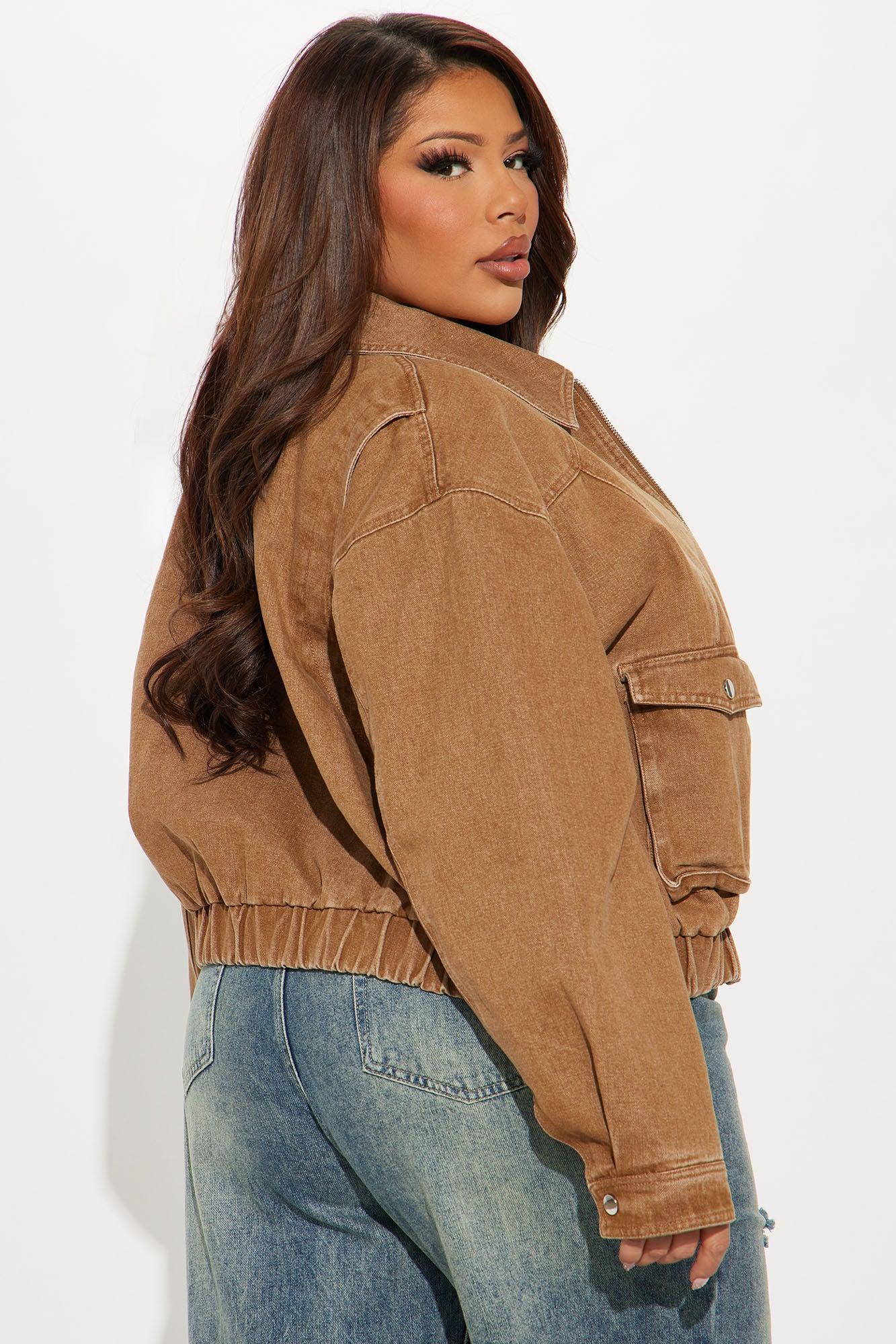 Delilah Washed Bomber Jacket - Rust Product Image