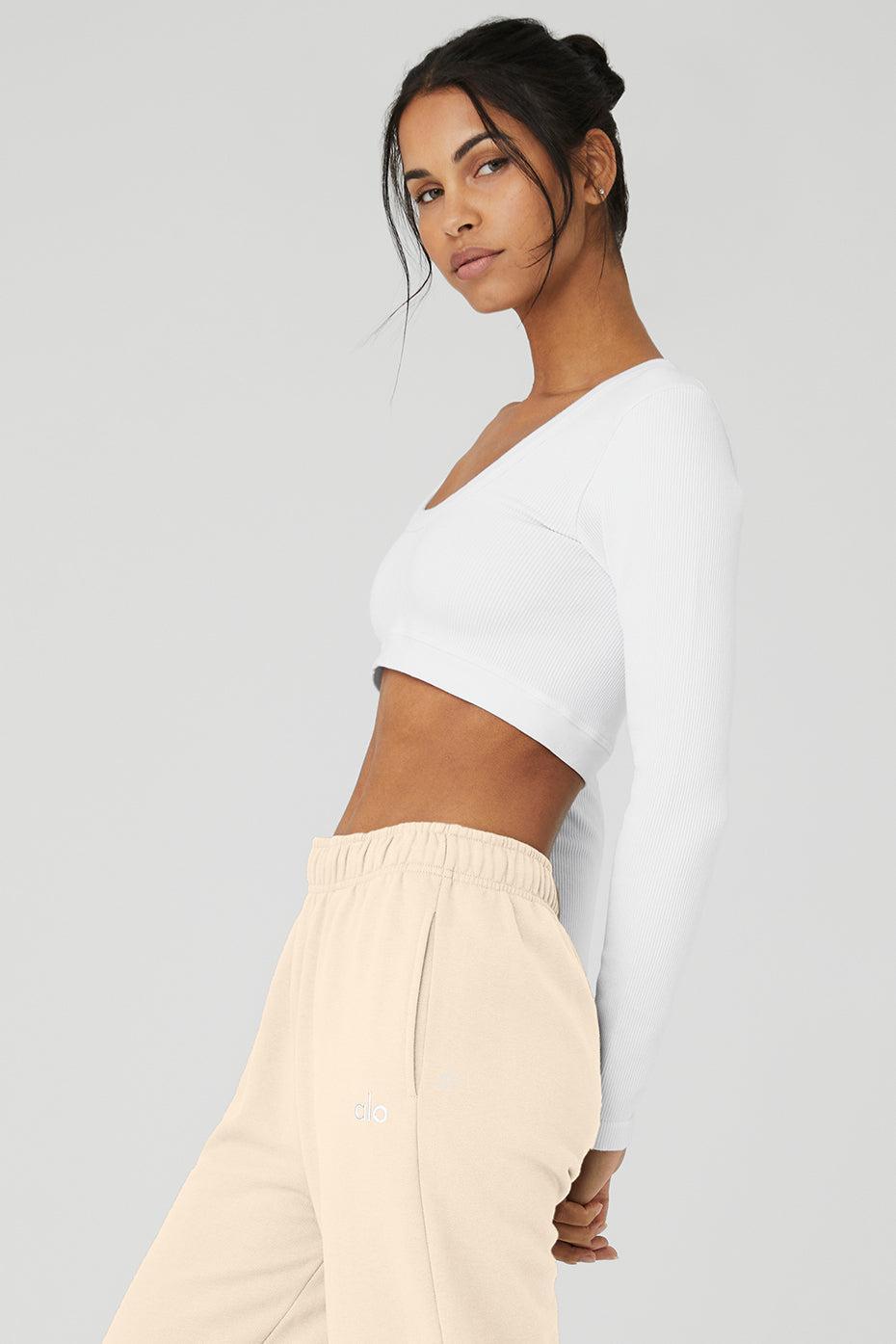 Alo Yoga | Seamless Ribbed Cropped Serene Long Sleeve Top Product Image