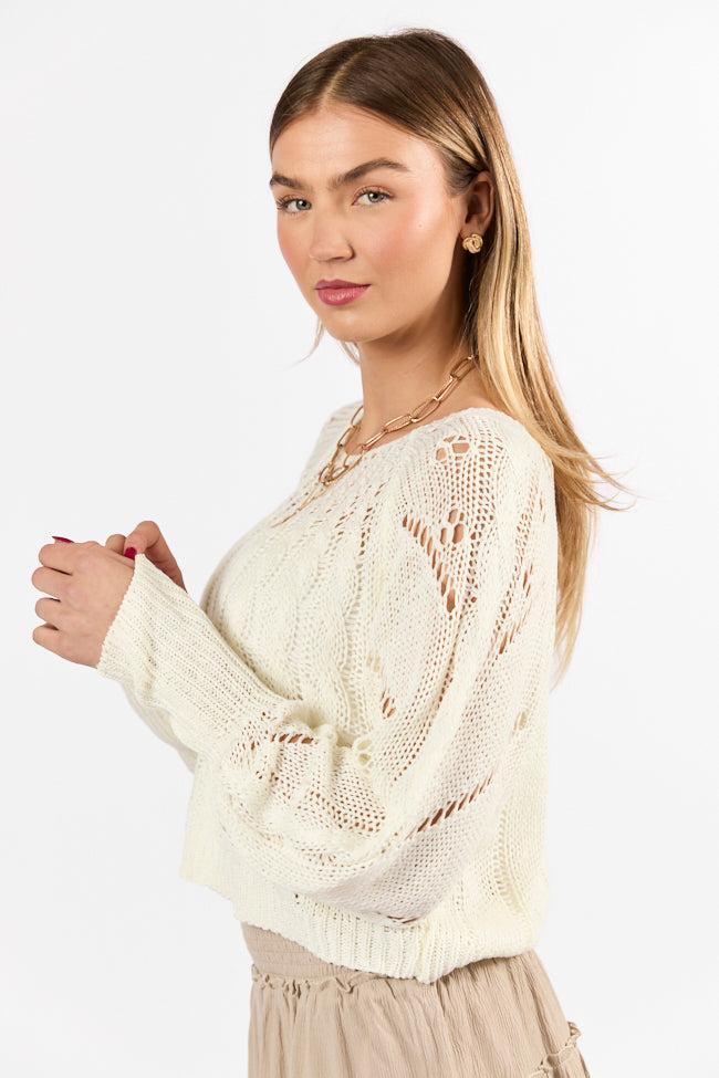 I'm Just Me Ivory Cable Knit Lightweight Sweater Product Image