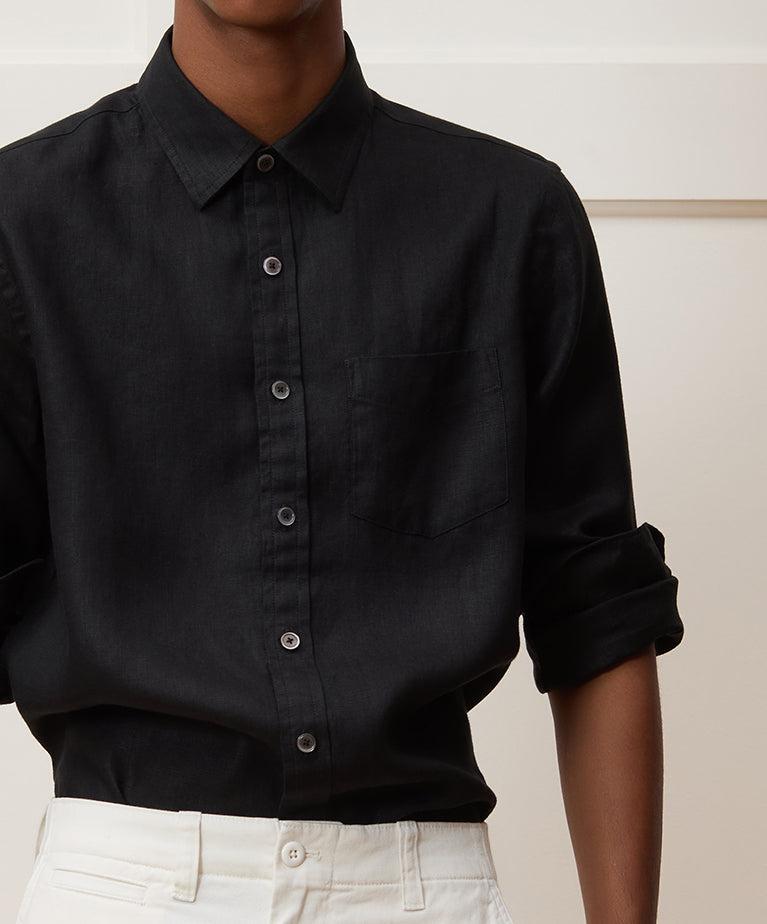 Slim Sea Soft Irish Linen Point Collar Shirt Product Image