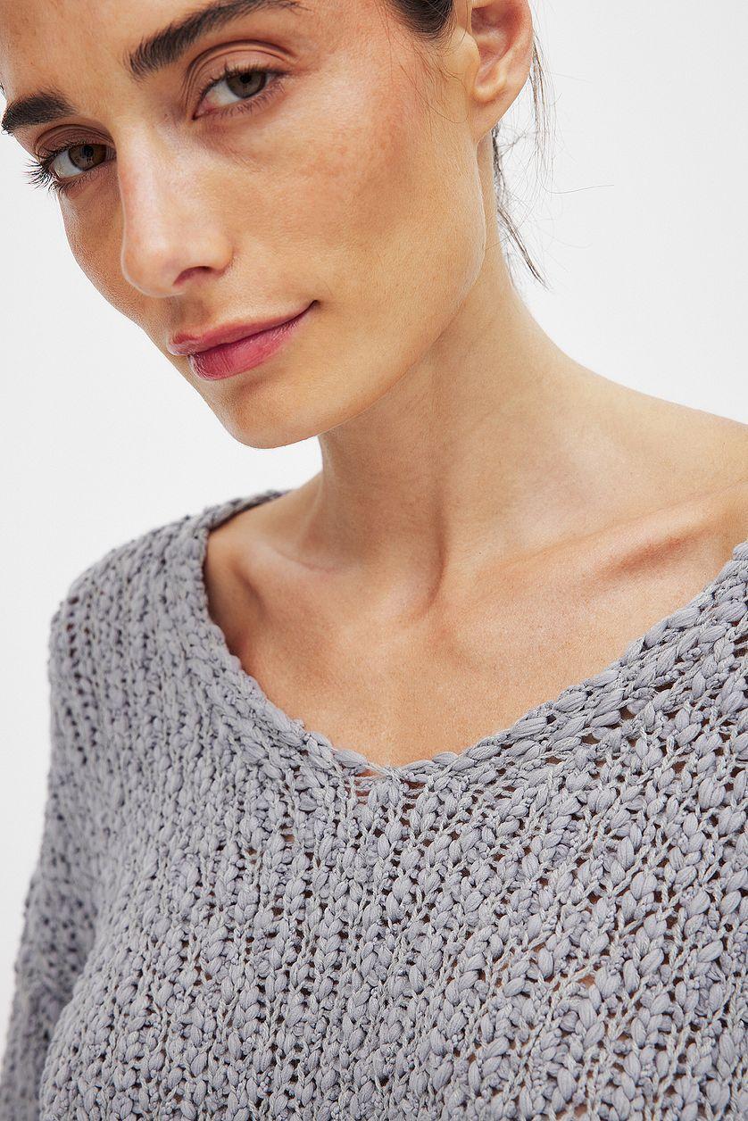 Structured Knitted V-Neck Sweater Product Image