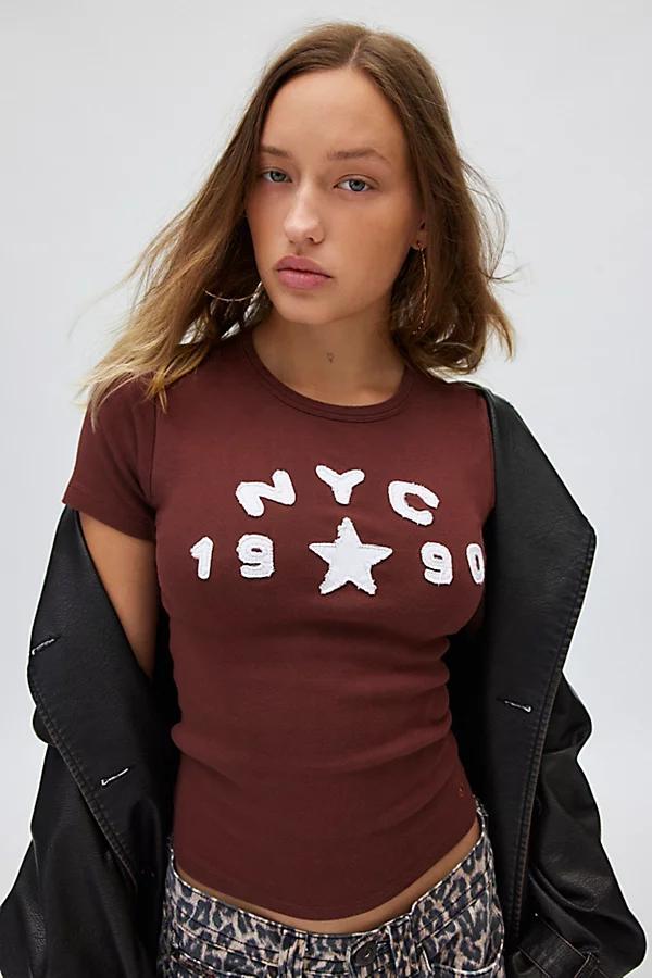 NYC 1990 Applique Baby Tee Womens at Urban Outfitters Product Image