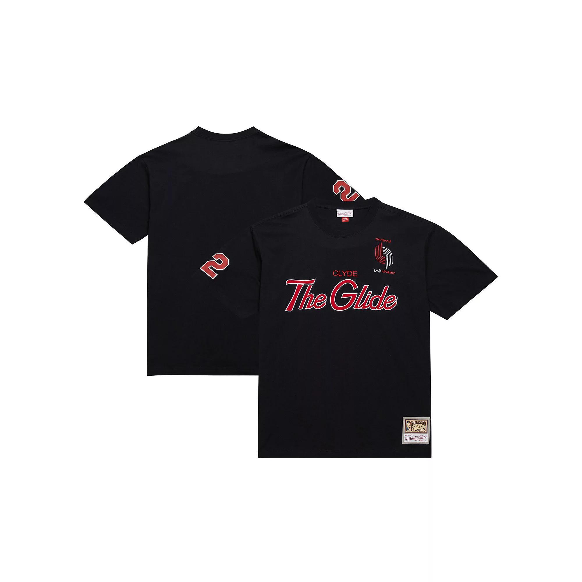 Men's Mitchell & Ness Clyde Drexler Black Portland Trail Blazers Premium Nickname T-Shirt, Size: Small Product Image