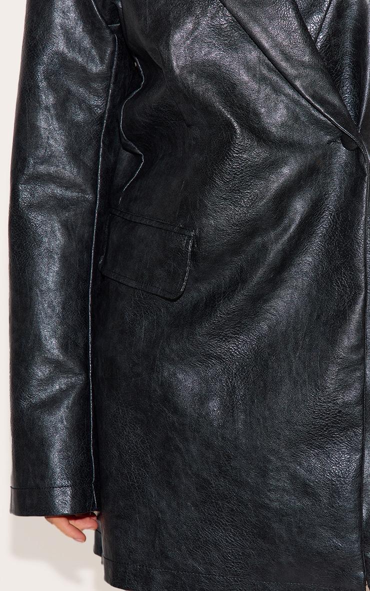 Plus Black Structured Leather Blazer Dress Product Image