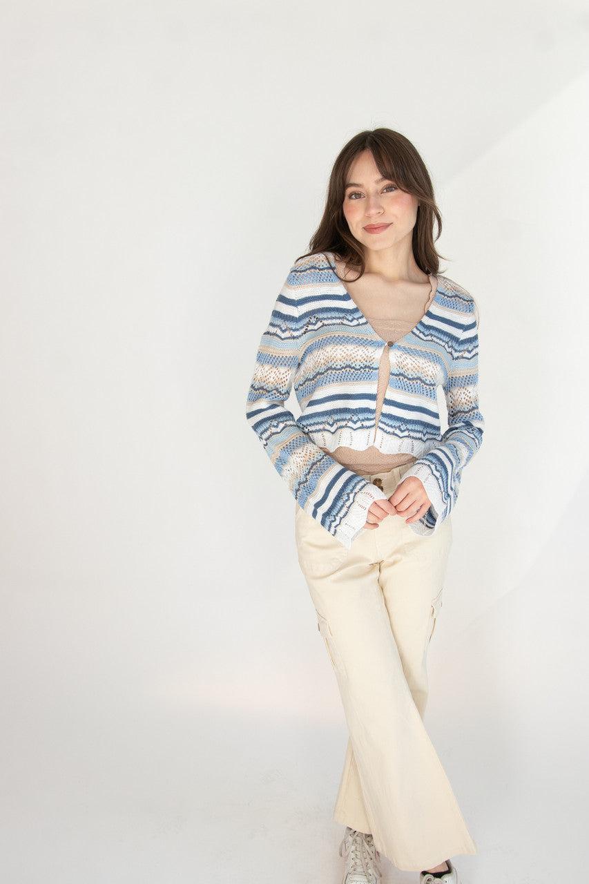 Striped Pointelle Cardigan Product Image