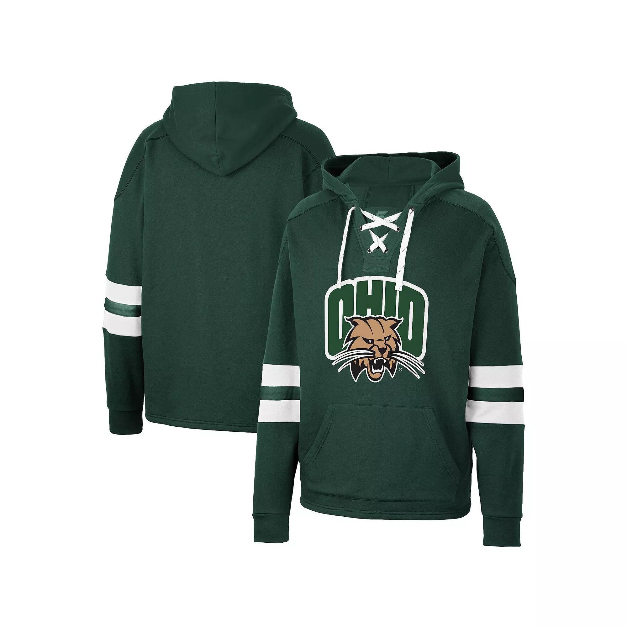 Men's Colosseum Green Ohio Bobcats Lace-Up 4.0 Pullover Hoodie, Size: Medium, Ohu Green Product Image