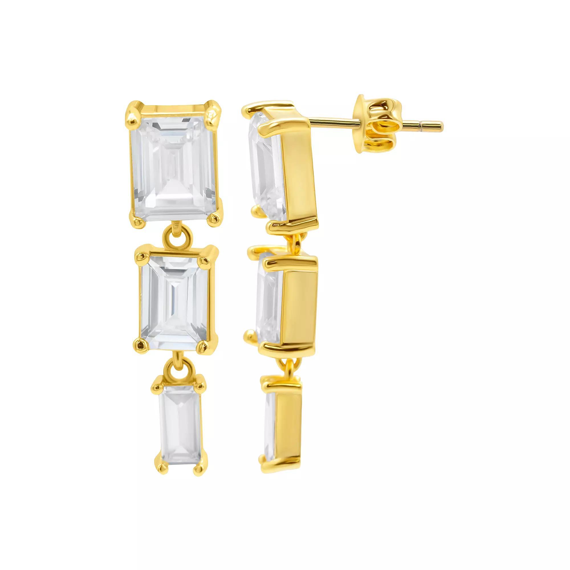 Adornia 14k Gold Plated Cubic Zirconia Earrings, Women's, Gold Tone Product Image