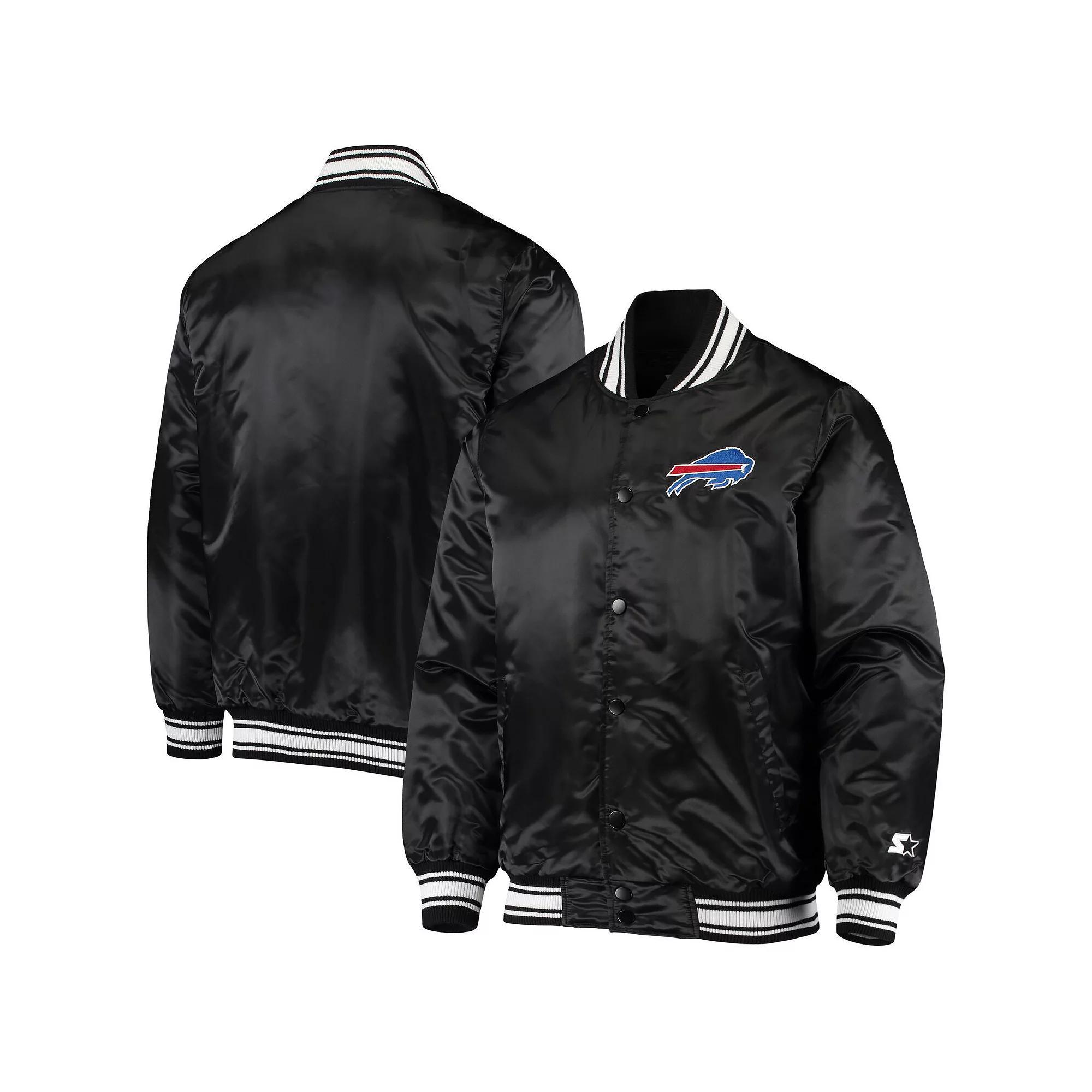 Men's Starter Black Buffalo Bills Locker Room Satin Varsity Full-Snap Jacket, Size: Large Product Image