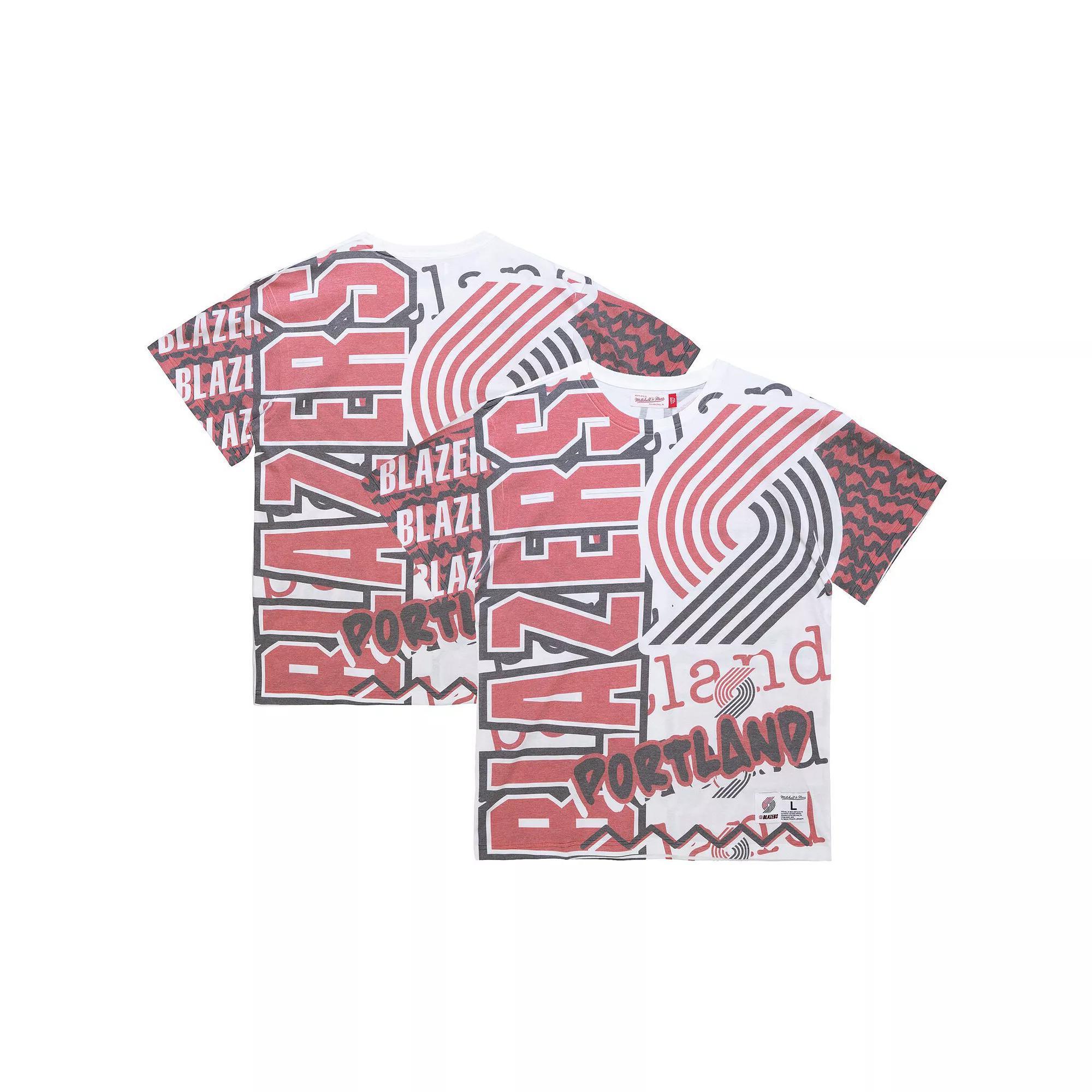 Men's Mitchell & Ness  White Portland Trail Blazers Jumbotron 2.0 Sublimated T-Shirt, Size: XL Product Image