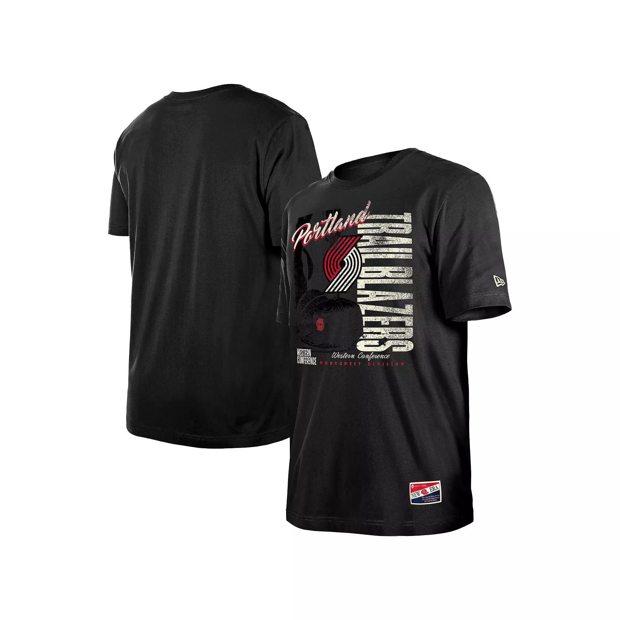 Men's New Era Black Portland Trail Blazers Distressed Throwback Vintage Color Pack T-Shirt,  Product Image