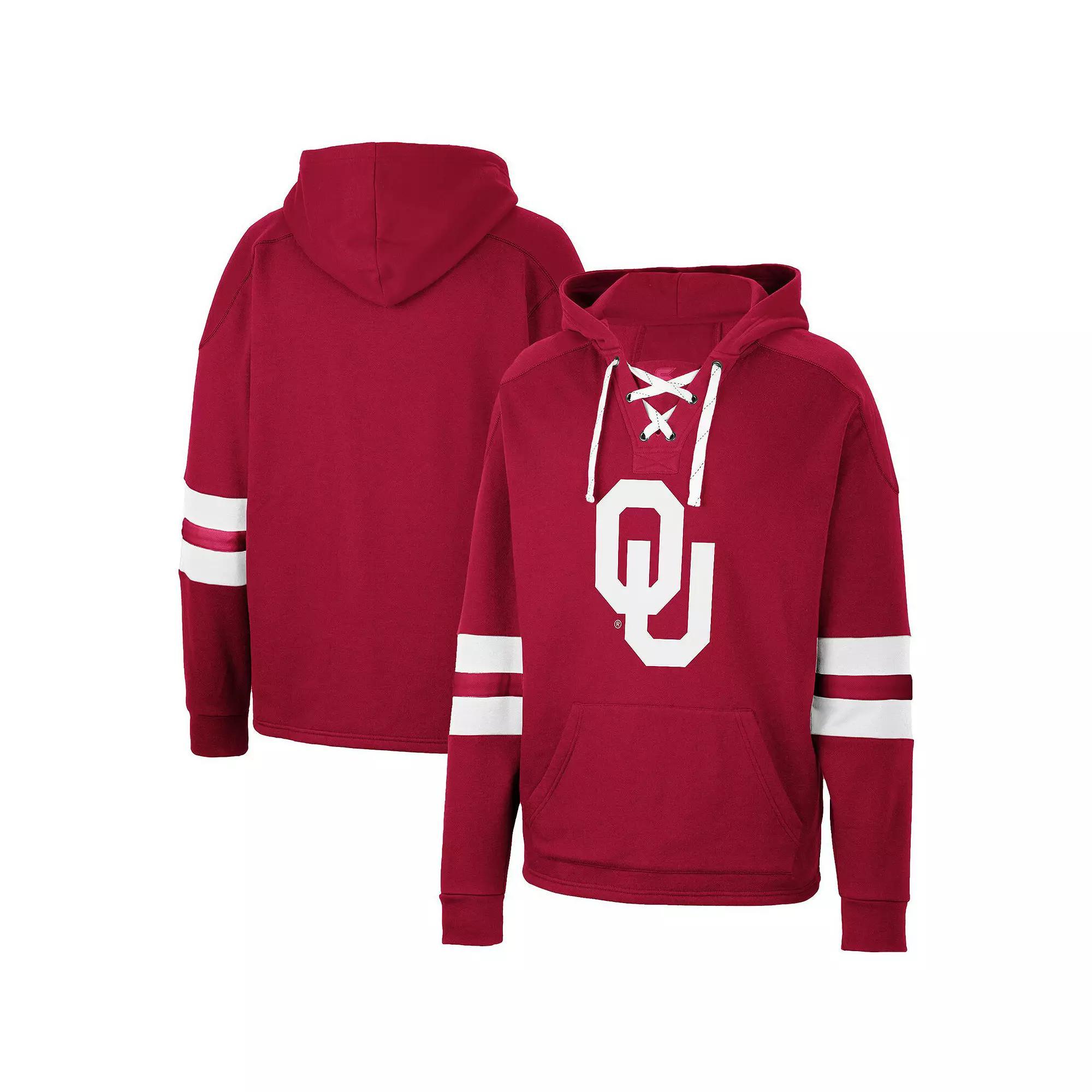 Men's Colosseum Crimson Oklahoma Sooners Lace-Up 4.0 Pullover Hoodie,  Product Image