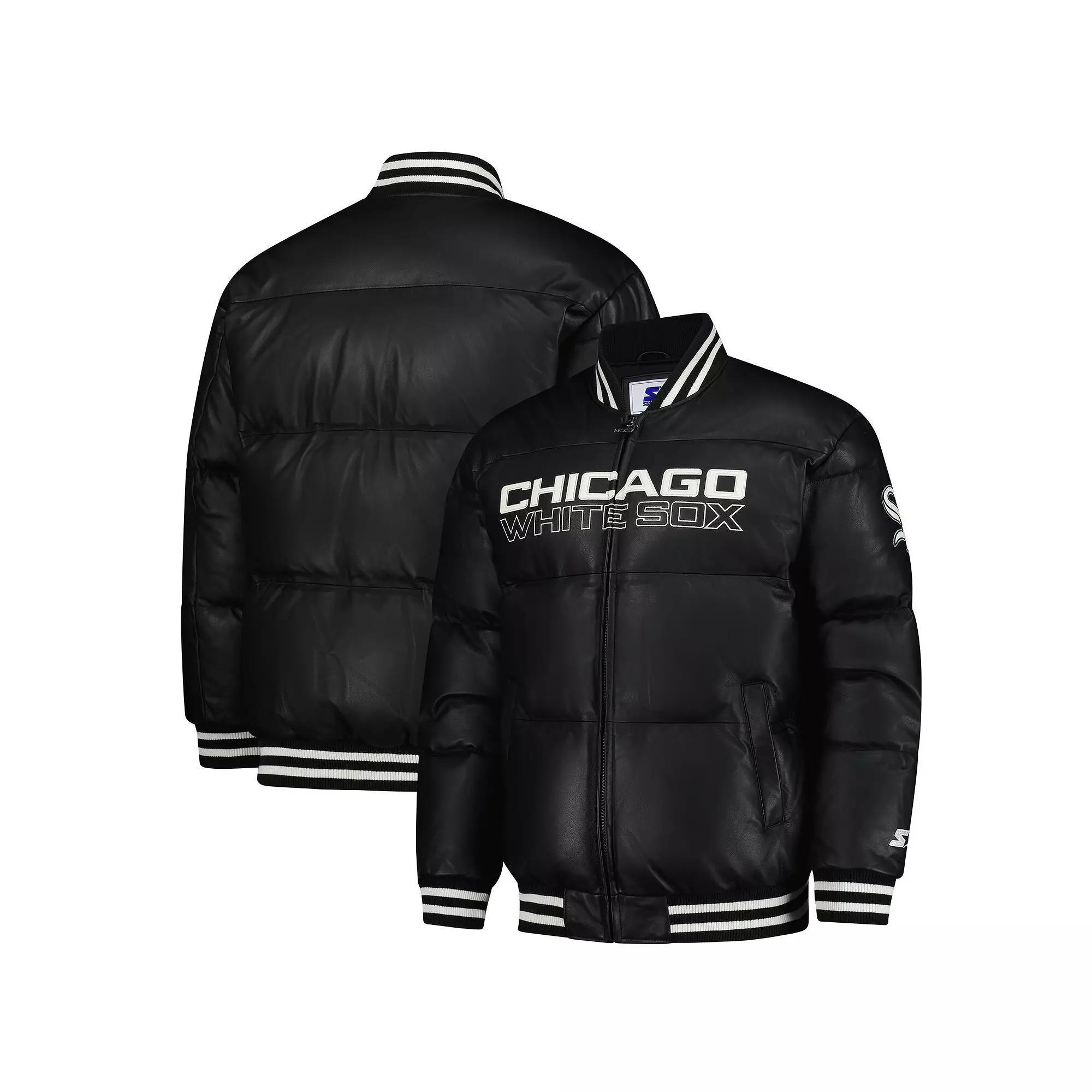 Men's Starter Black Chicago White Sox Full-Zip Leather Jacket, Size: XL Product Image