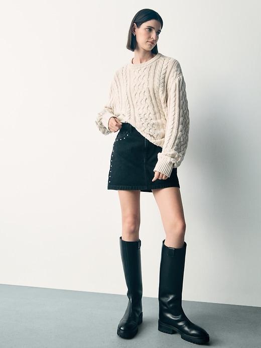 Studded Denim Mini Skirt Product Image