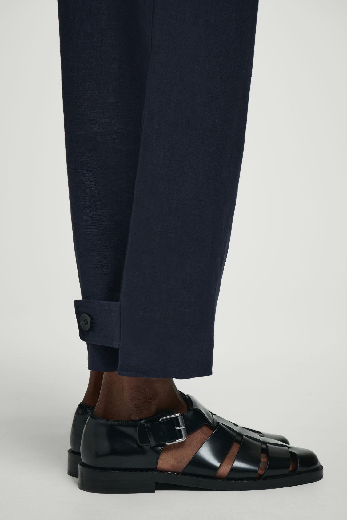 ELASTICATED LINEN WIDE-LEG TROUSERS Product Image